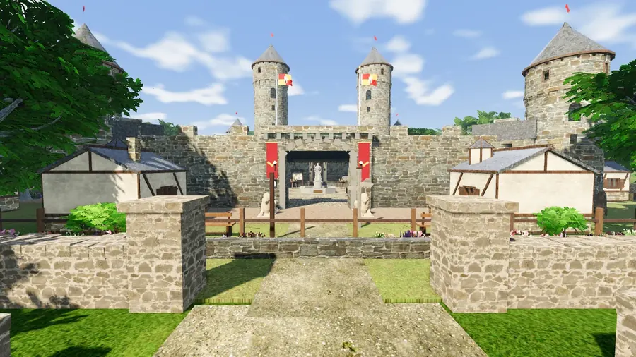 Castle Keep towers and walled courtyard